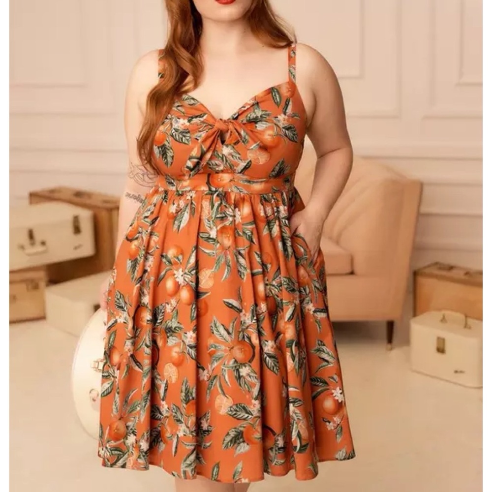 Torrid Retro Chic Orange Groves Mini Rockabilly Pinup Swing Dress 3X 22 24 - Picture 8 of 16